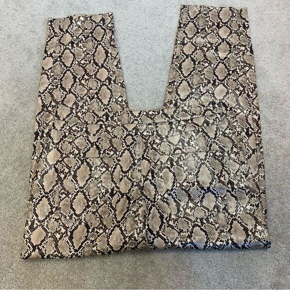 Zara Snake Print Faux Leather Pants Sand Brown High Waist Sz S - Picture 7 of 17